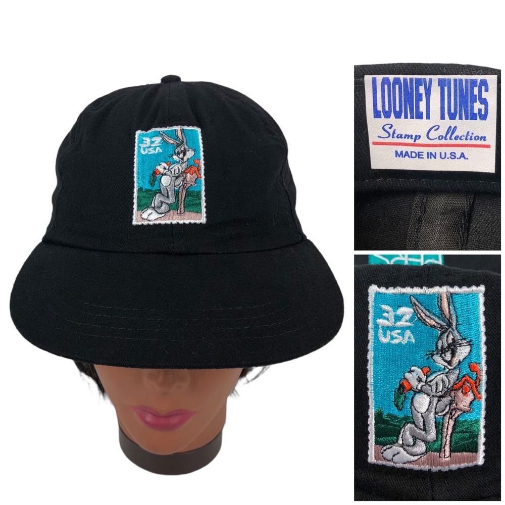 Looney Tunes Stamp Collection Snapback Hat 90s 1997 Vintage Movie Bugs Bunny